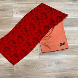 Nick & Nora of New York Red Feather-Patterned Silk Lined Scarf